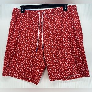 Bonobos Riviera Swim Shorts‎ 8” Inseam Red Lined Drawstring Mens Size XL